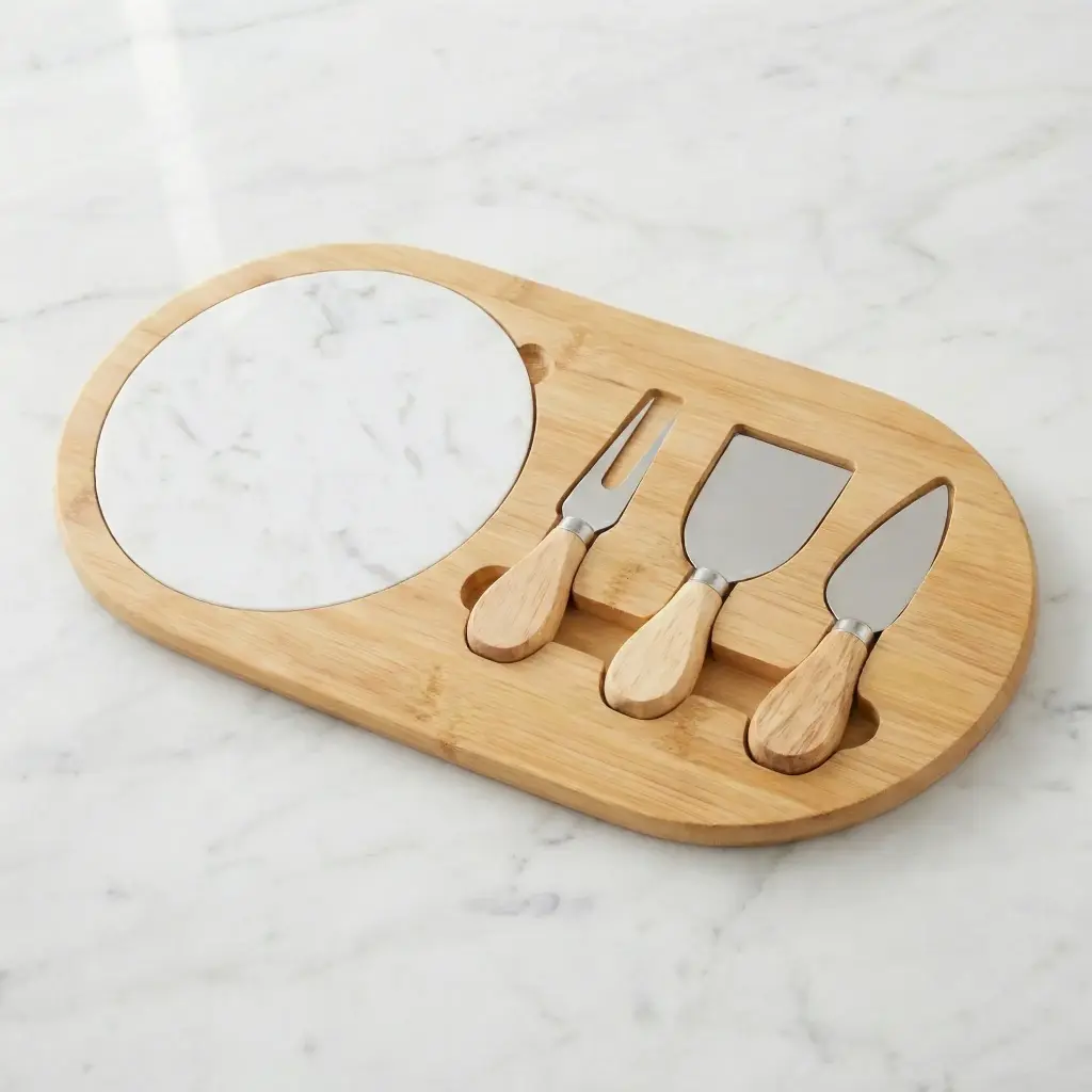 Tabla de queso con 3 utensilios de corte