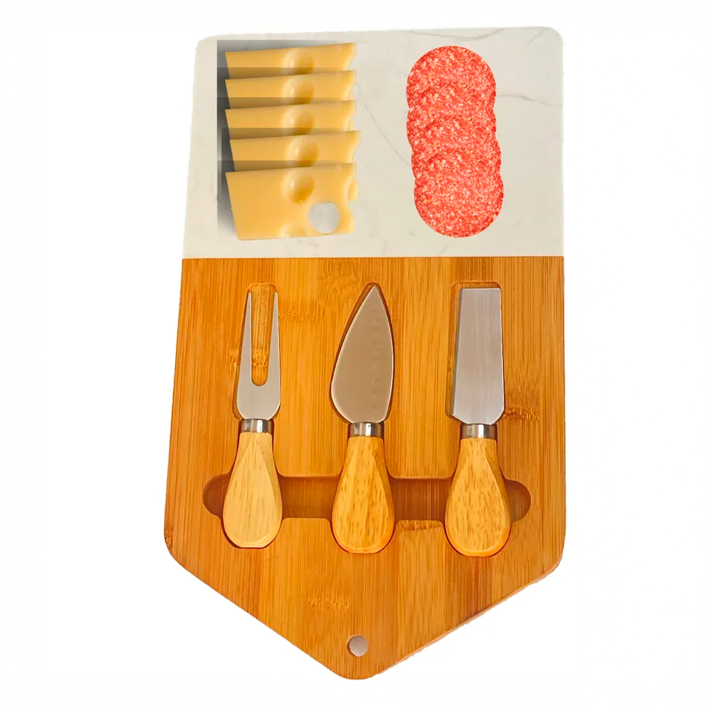Tabla de queso con 3  utensilios de corte