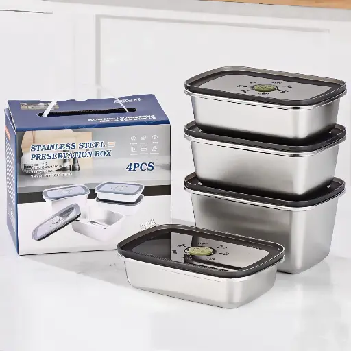 [3113-01] Contenedor acero inoxidable 4 piezas