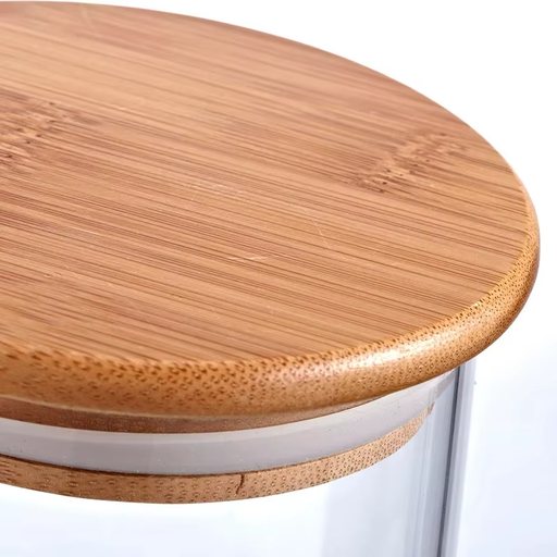 [3115] Contenedor plástico con tapa en bambú 10cm